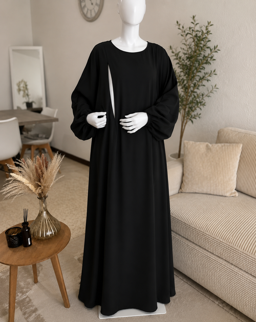 Abaya d'allaitement noire Qamira