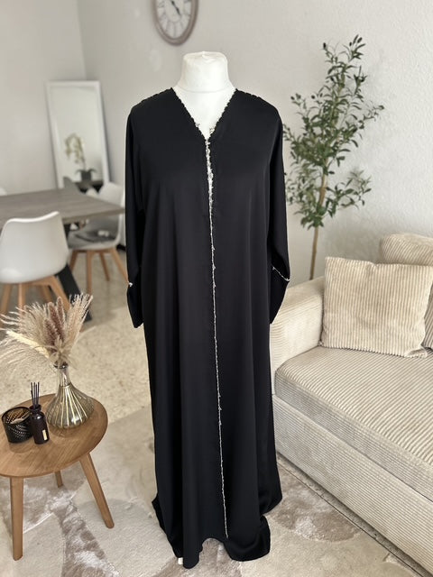 Abaya de cérémonie noire à strass Qamira