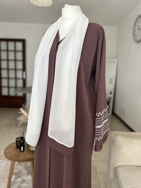 Abaya Signature violet brodée Qamira